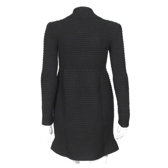 THEORY 100% Cashmere Black Wide Rib High Neck Button Cardigan Sweater sz P /174 - Picture 6 of 7